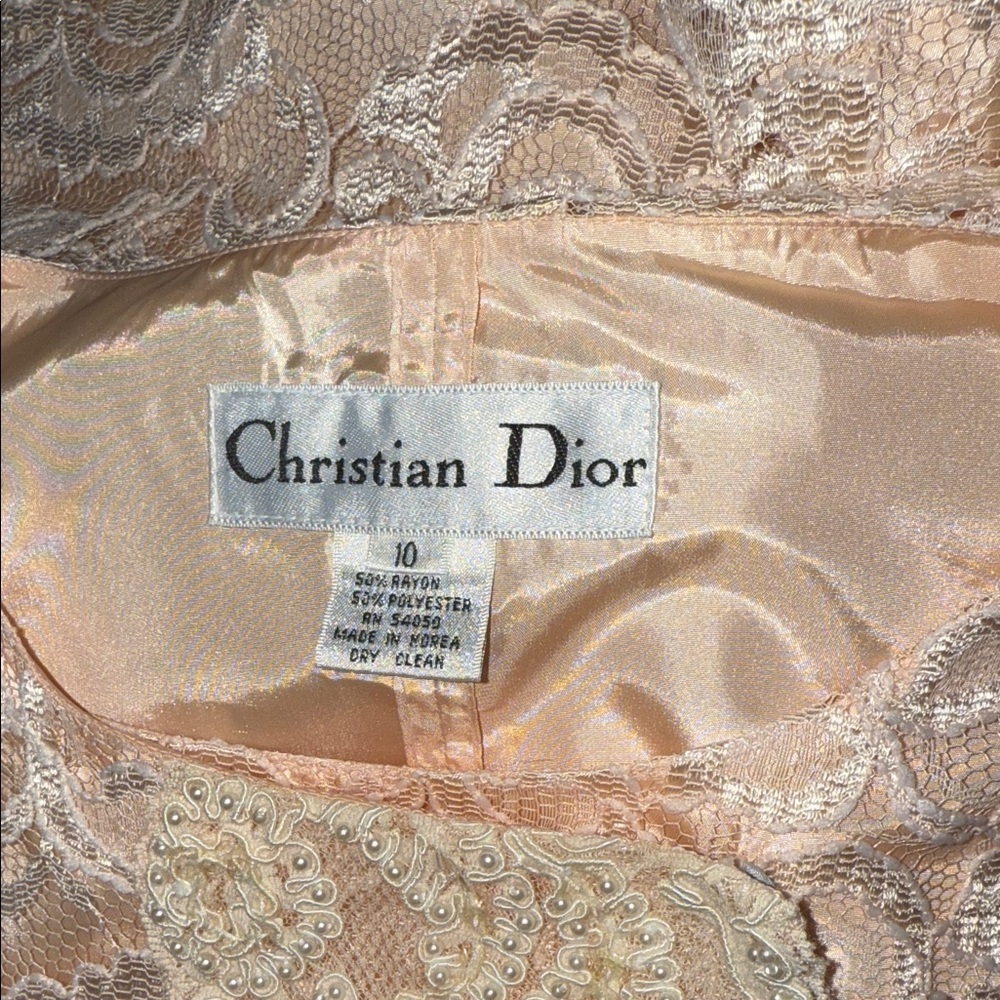Elegant Lace Overlay Peach Dress Set - Picture 11 of 11